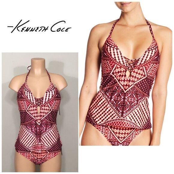 Kenneth Cole push up burgundy tankini set. NWT - Picture 2 of 11